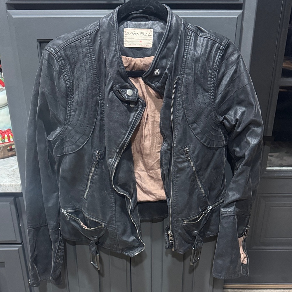 We The Free Black Leather Jacket
